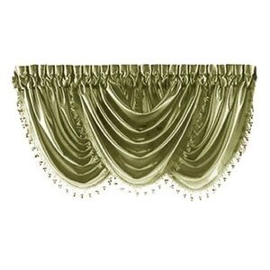 3PC SAGE GREEN FRINGE WATERFALL VALANCE